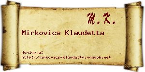 Mirkovics Klaudetta névjegykártya